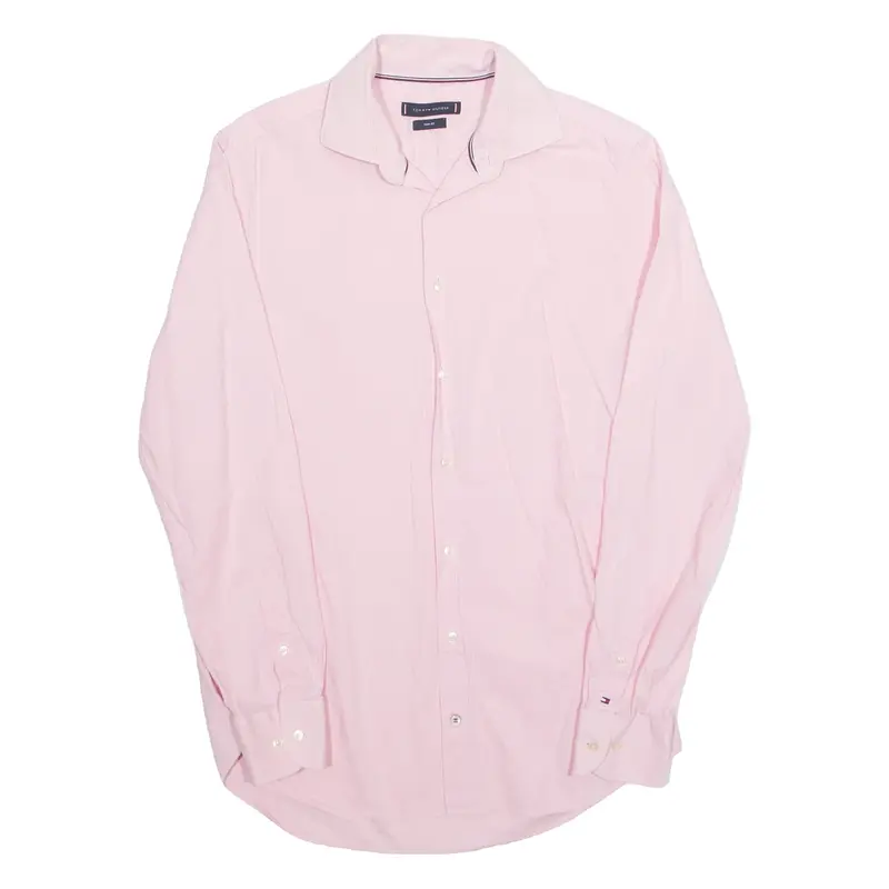 TOMMY HILFIGER Slim Fit Mens Shirt Pink Check Long Sleeve M