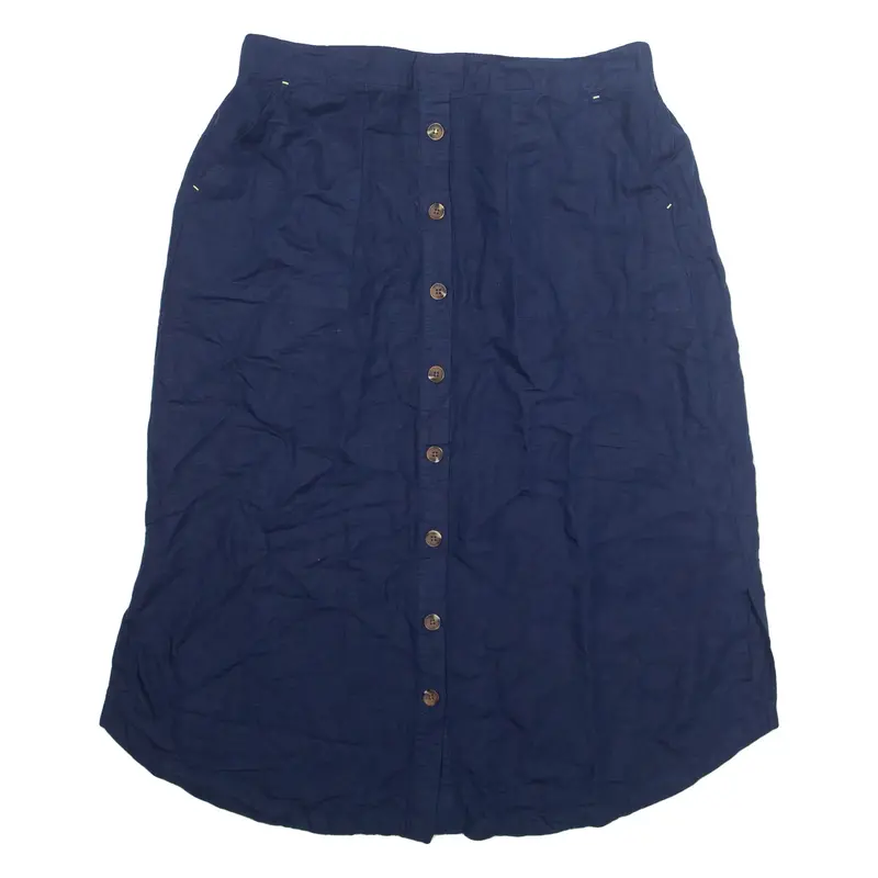 JOULES Button Up Womens A-Line Skirt Blue Knee Length UK 16