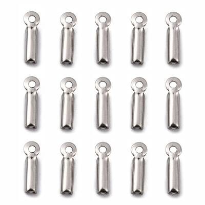 Tarnish Resistant 201 Stainless Steel Fold Over Crimp Cord Ends