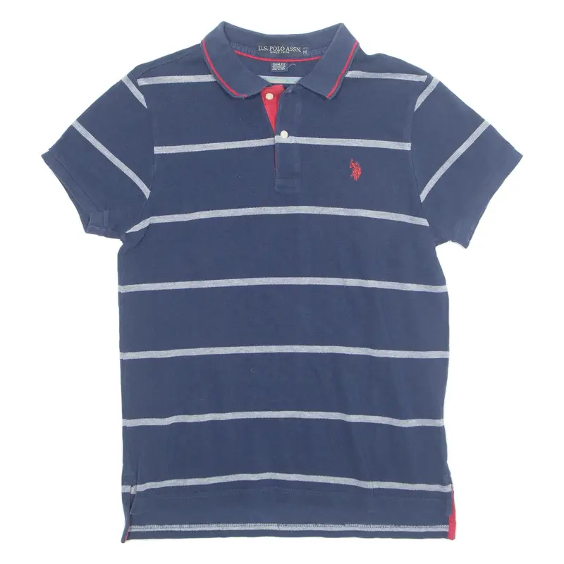 U.S. POLO ASSN Slim Mens Polo Shirt Blue Striped M