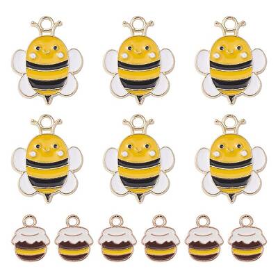 12Pcs 2 Styles Alloy Enamel Pendants