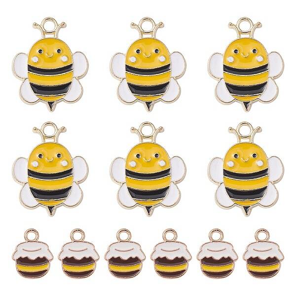 12Pcs 2 Styles Alloy Enamel Pendants
