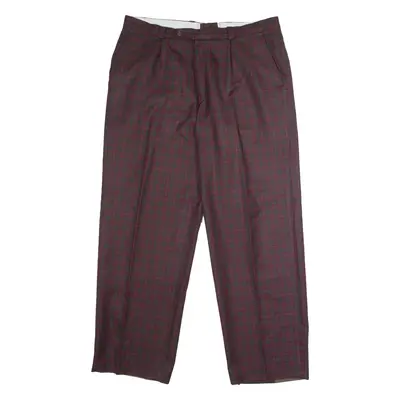 Check Mens Trousers Red Regular Straight 90s W36 L30