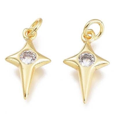 Brass Micro Pave Cubic Zirconia Charms