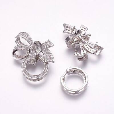 Brass Micro Pave Cubic Zirconia Fold Over Clasps