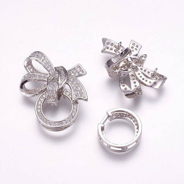Brass Micro Pave Cubic Zirconia Fold Over Clasps