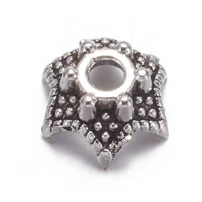 6-Petal Flower Tibetan Silver Bead Caps