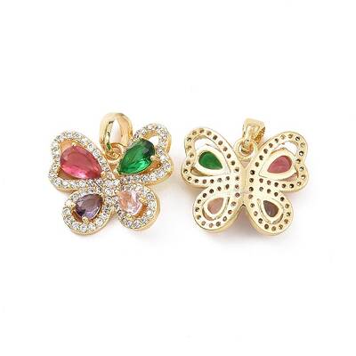 Brass Micro Pave Cubic Zirconia Pendants