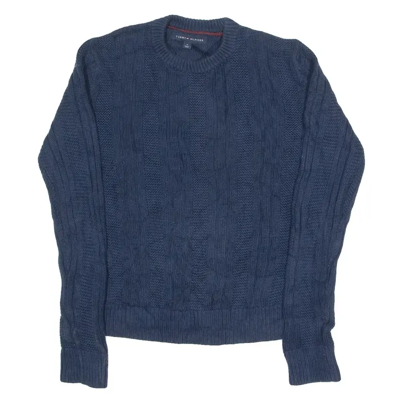 TOMMY HILFIGER Mens Jumper Blue Cable Knit M