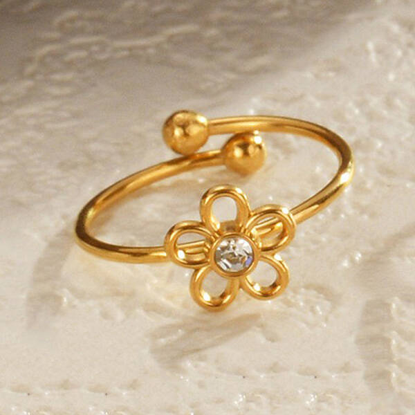 304 Stainless Steel Rhinestone Cuff Rings for Women