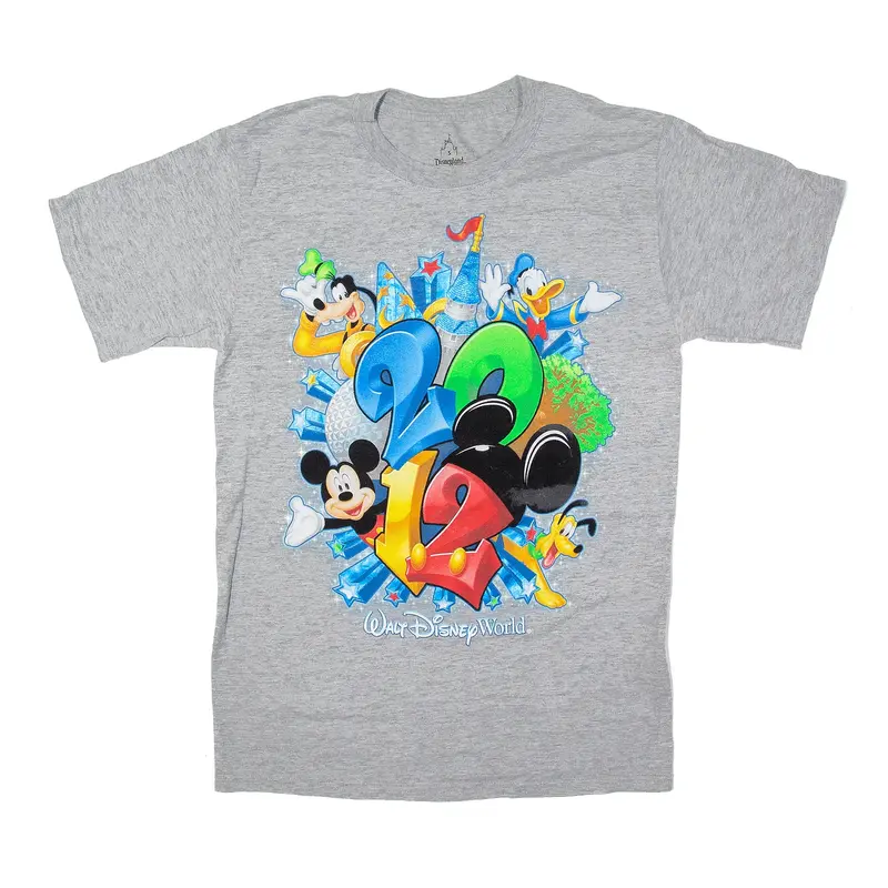 DISNEY World 2012 T-Shirt Grey Short Sleeve Mens S
