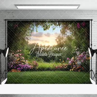 Aperturee Natural Colorful Wildflower Lawn Spring Backdrop, 3X2FT(1MX0.6M), 14 USD, spring backdrops, ENHD1J79-M