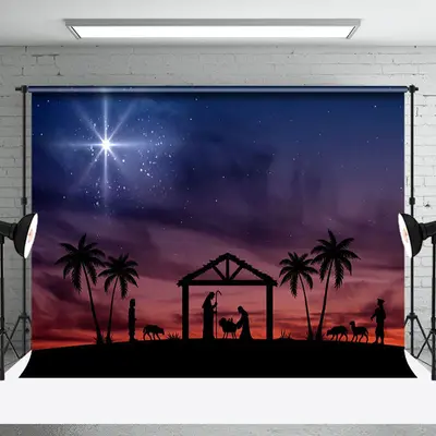 Aperturee Starry Night Holy Light Nativity Christmas Backdrop - Aperturee