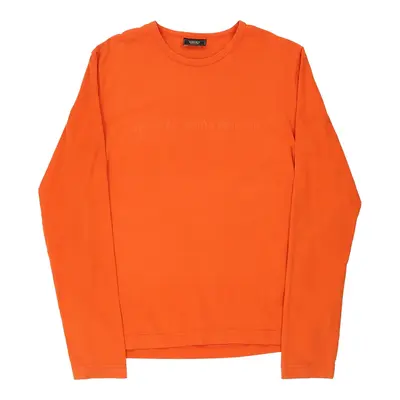 Versace Jeans Couture Spellout Long Sleeve T-Shirt - 2XL Orange Cotton Blend