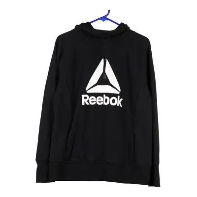 Reebok Spellout Hoodie - Large Black Cotton Blend