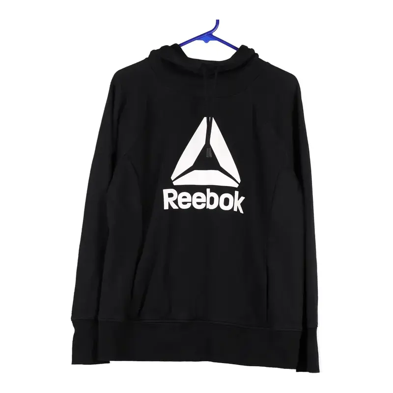 Reebok Spellout Hoodie - Large Black Cotton Blend
