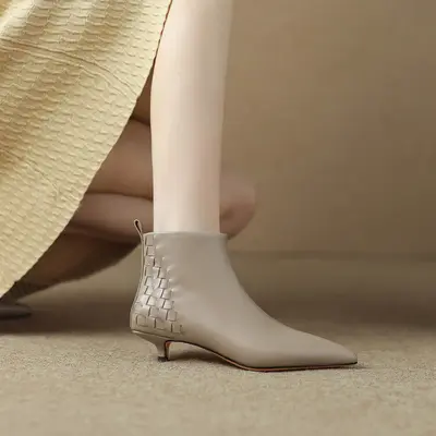 CHIKO Kinsley Pointy Toe Kitten Heels Ankle Boots