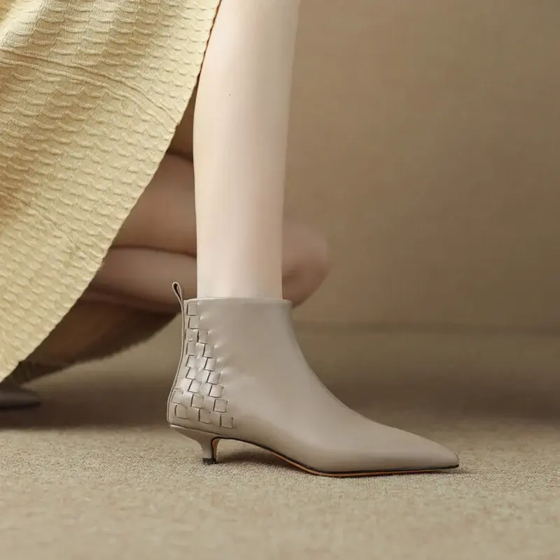 CHIKO Kinsley Pointy Toe Kitten Heels Ankle Boots