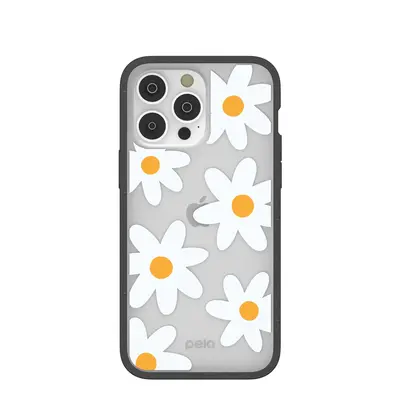 Clear Daisy iPhone 14 Pro Max Case With Black Ridge
