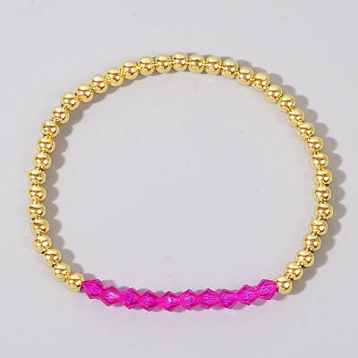 Colorful Birthstone Faceted Bicone & Brass Beaded Stretch Bracelets for Women