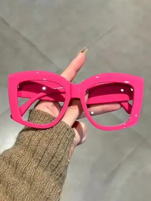 Unisex Trendy Plain Color Large Frame Eyeglasses, Fashion Modern Butterfly Frame Eyeglasses for Work, Daily Clothing Decor, P...