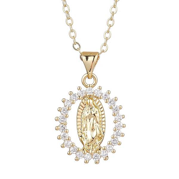 Brass Micro Pave Clear Cubic Zirconia Pendant Necklaces