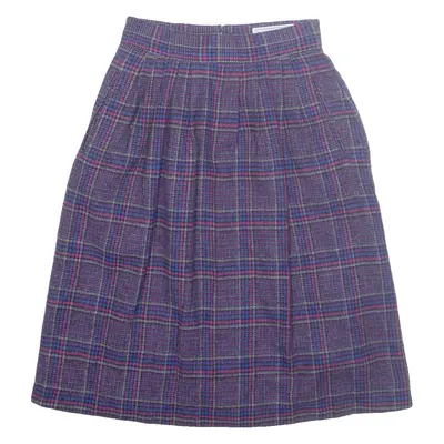 NORTON MCNAUGHTON Womens A-Line Skirt Purple Midi Wool Check UK 8
