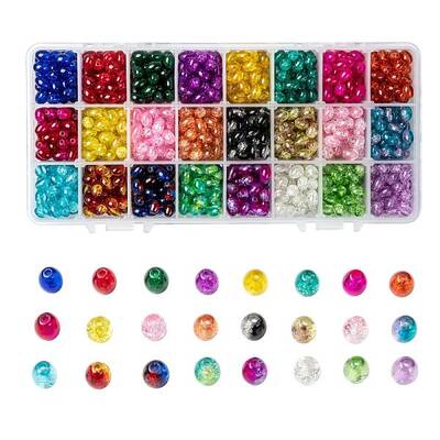 24 Colors Transparent Crackle Glass Beads