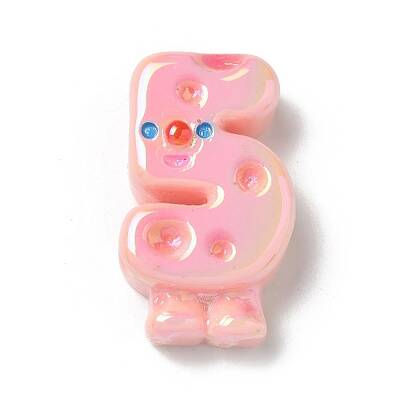 Electroplate Number Theme Resin Beads