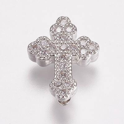 Brass Micro Pave Cubic Zirconia Beads
