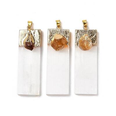 Natural Citrine & Selenite Big Pendants
