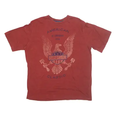 HARLEY DAVIDSON Milwaukee Mens T-Shirt Maroon USA L