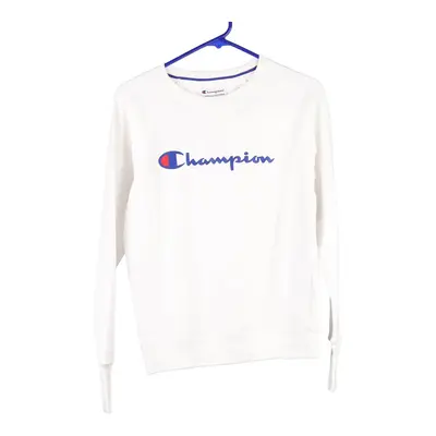 Champion Spellout Sweatshirt - XS White Cotton Blend
