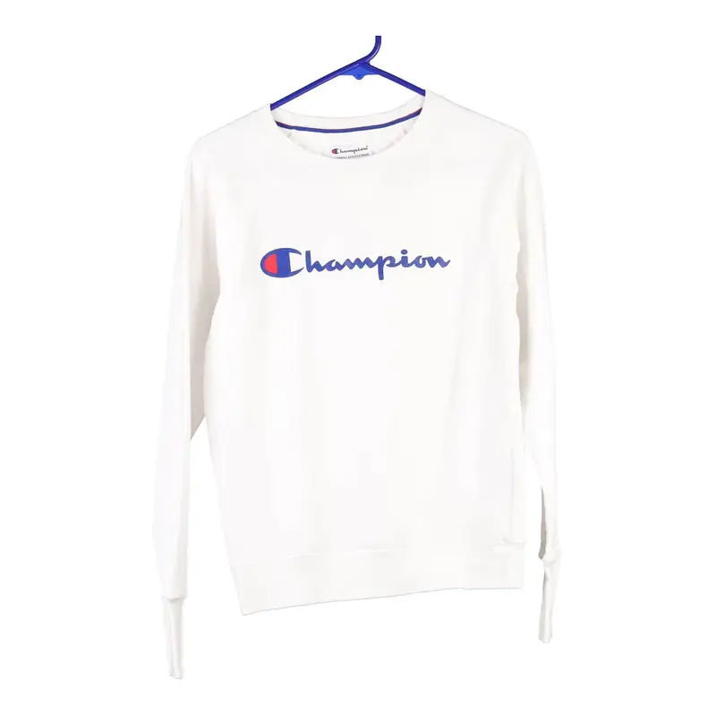 Champion Spellout Sweatshirt - XS White Cotton Blend