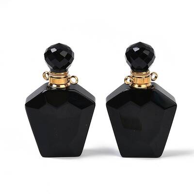 Natural Obsidian Openable Perfume Bottle Pendants