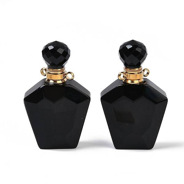 Natural Obsidian Openable Perfume Bottle Pendants