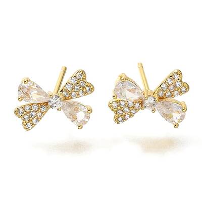 Brass Cubic Zirconia Stud Earrings
