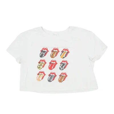 BETTER BE Basic Tongue Design Cropped T-Shirt Cream Short Sleeve Womens S