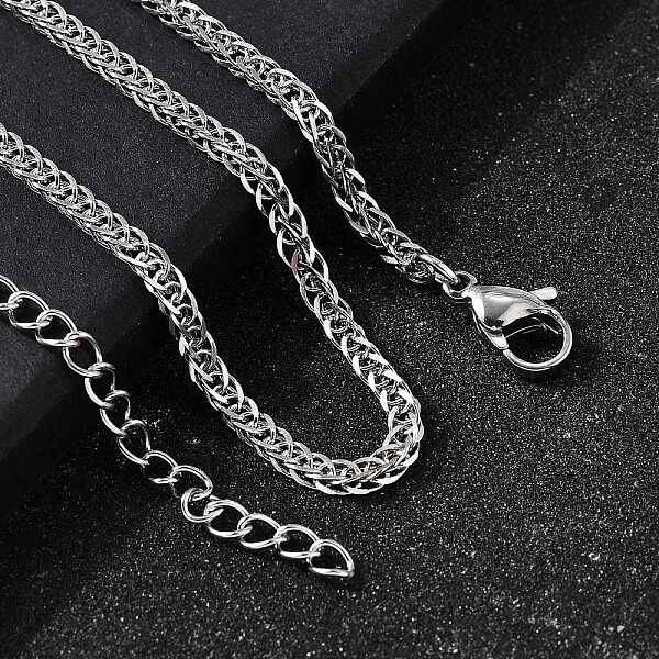 3MM 304 Stainless Steel Wheat Chain Necklaces for Men
