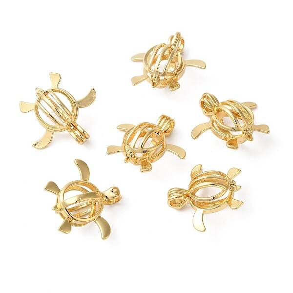 Brass Bead Cage Pendants