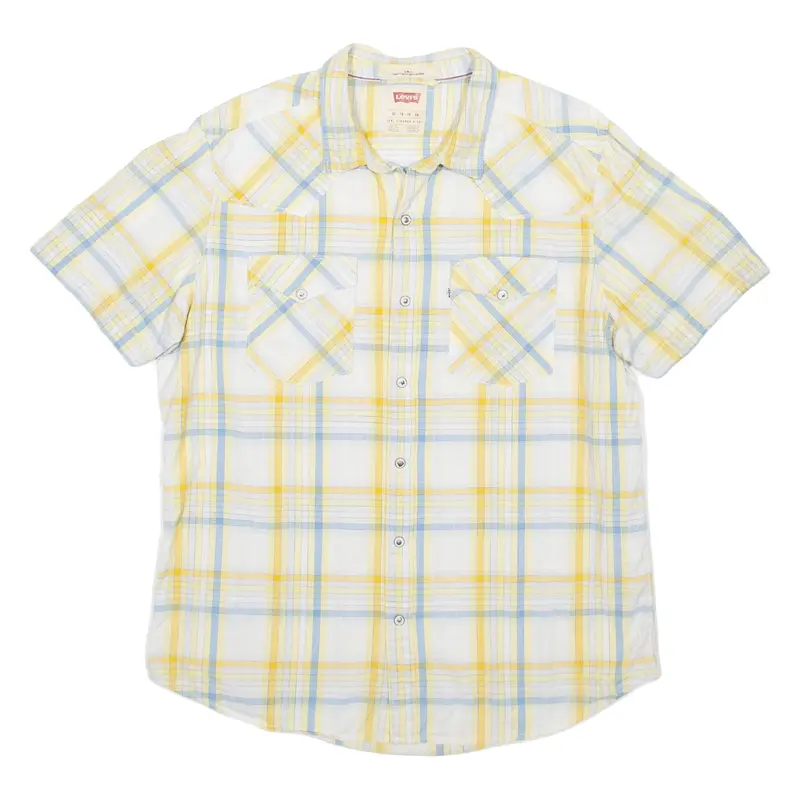 LEVI'S STRAUSS & CO Slim Fit Mens Shirt White Check XL