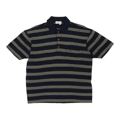 Valentino Striped Polo Shirt - Small Navy Cotton