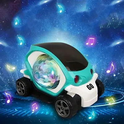 3D Rotating Luminous Music Car, Automatic Special Music & Lighting Toy Car, Electric Universal Rotating Colorful Music Car Gi...