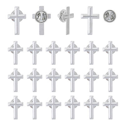 24Pcs Religion Corss Alloy Brooch