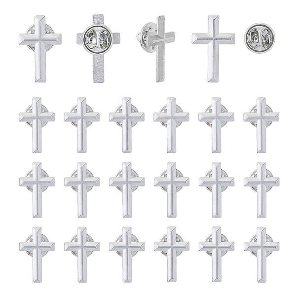 24Pcs Religion Corss Alloy Brooch