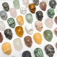 [Video Order] 1 Count Mini Crystal Skull Carvings, Size:12g~18g, Material:Rose Quartz,  Yellow Calcite, Red net stone and so ...