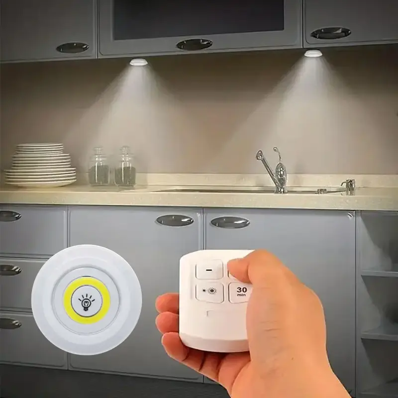 1 Set LED Under Cabinet Lamp, Wireless Dimmable LED Night Light With Remote Control, LED Under Cabinet Light For Bedroom, Kit...