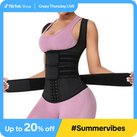 FeelinGirl Plus Size Waist Trainer OutdoorFun Vest With 3 Rows of Eye and Hook Compression Cotton Shapewear Womenswear  Comfo...
