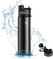 ROCKBROS Insulated Water Bottle with Straw, Stainless Steel Sports Water Cup Flask Leak Proof with Handle Keep Warm and Cold ...