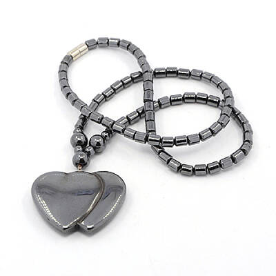 Heart to Heart Magnetic Synthetic Hematite Beaded Necklaces